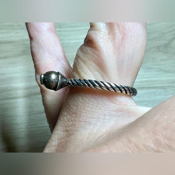 Vintage Sterling Silver Brown Pearl & Heart Twisted Eternity Ring, Size 5.75, 3g - Picture 9 of 11